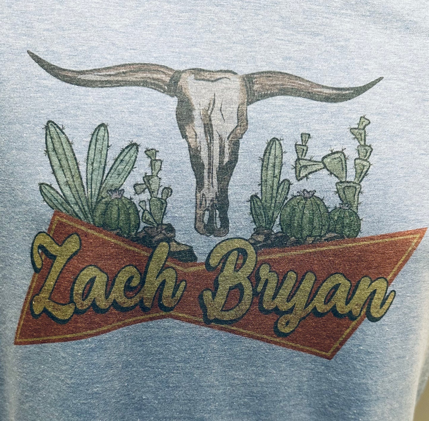 Zach Bryan Inspired Custom  ￼Soft Heather Blue Vintage Distressed Print Tee