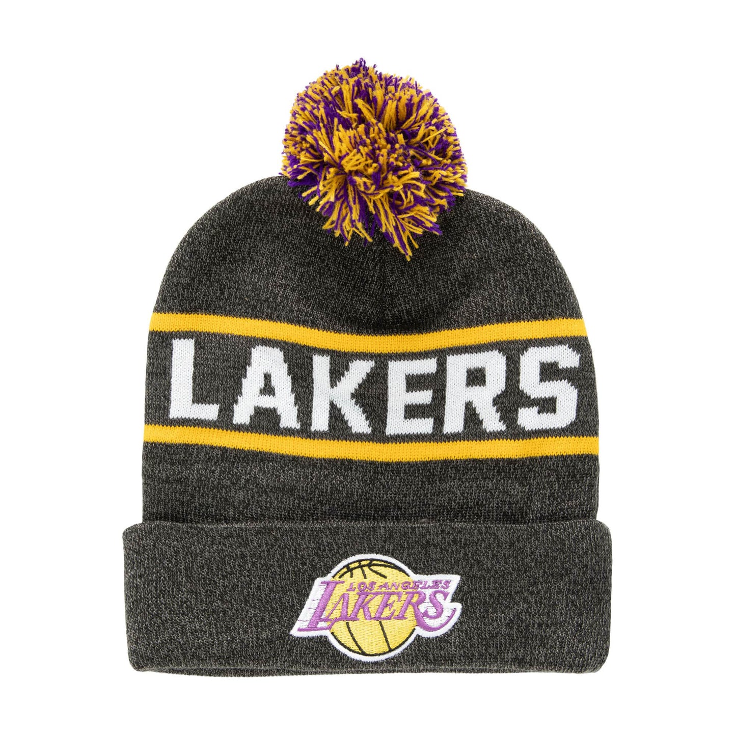 Los Angeles Lakers Mitchell & Ness Reload 2.0 Pom Knit Beanie