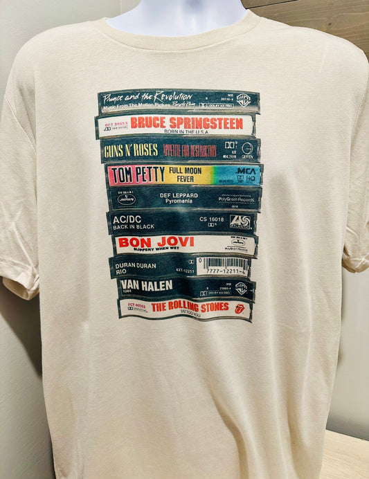 80s Retro Cassette Tapes Custom Printed Vintage Style Soft Tee