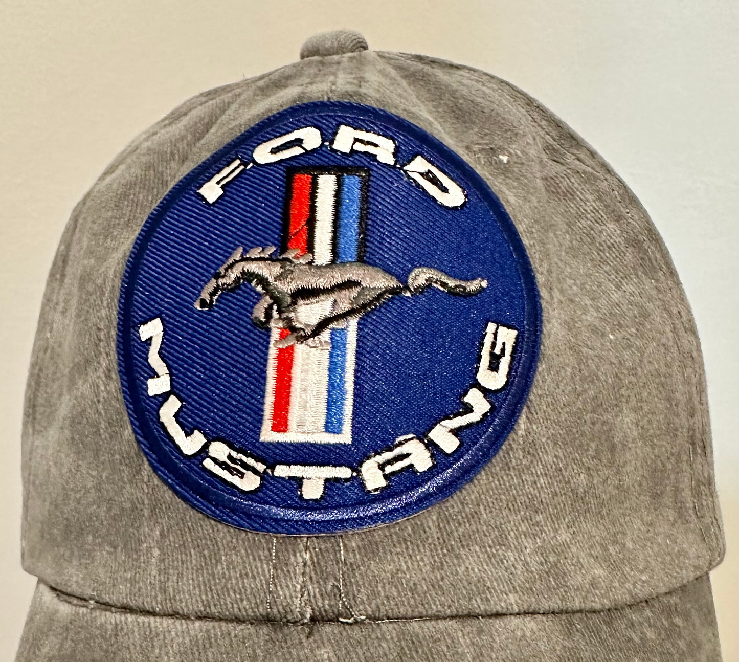 Mustang Custom Vintage Retro Patch Gray Relaxed Fit Hat