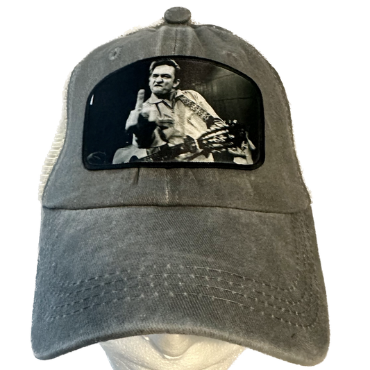 Johnny Cash Custom “The Bird” Gray Vintage Wash Hat