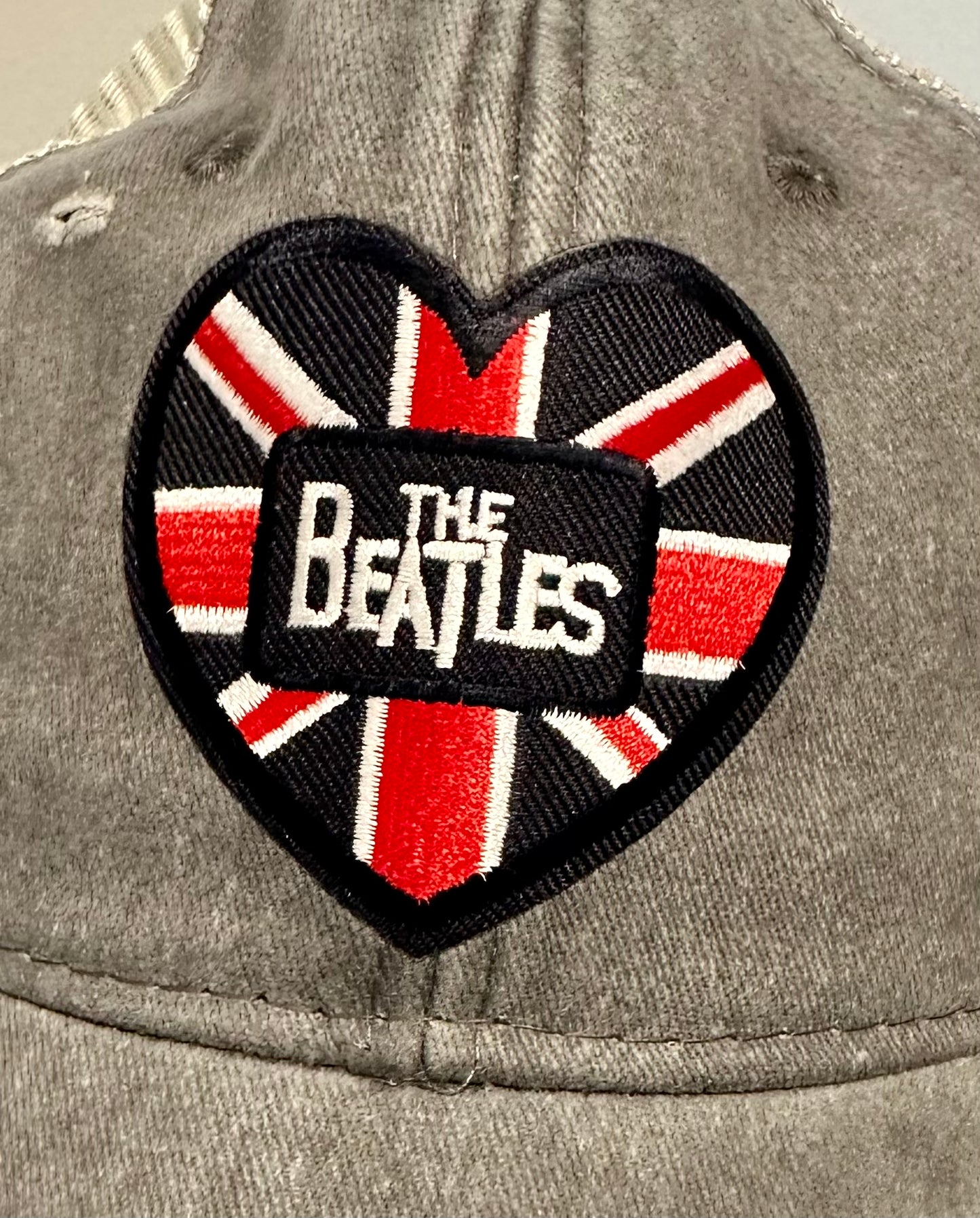 Fab 4 Custom Throwback British Patch Gray Distressed Hat