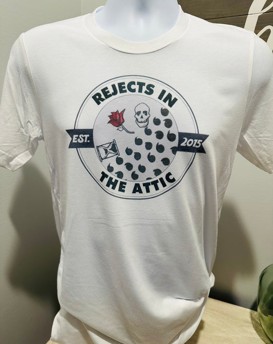 Rejects in the Attic Alternate Logo Custom Printed White Tee!