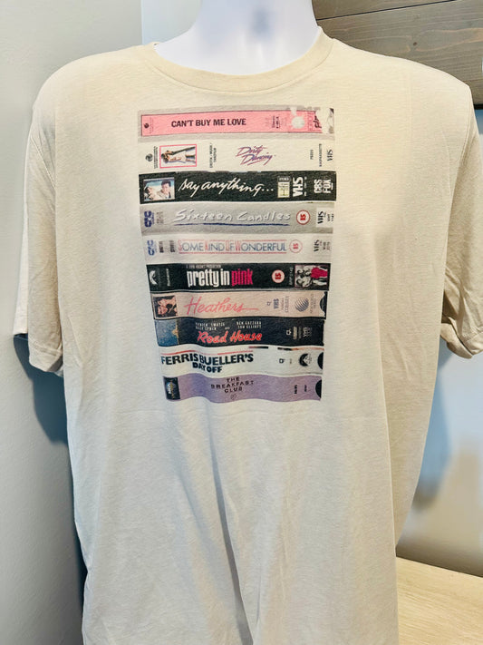 80s Retro VHS Tapes Custom Printed Vintage Style Tee