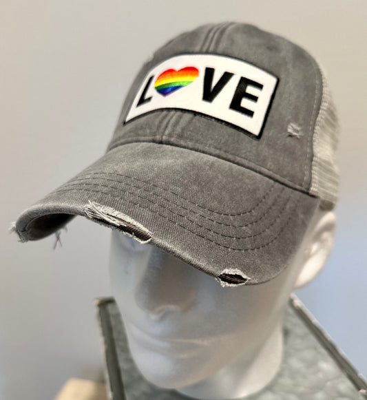 Pride Custom Gray Distressed Hat