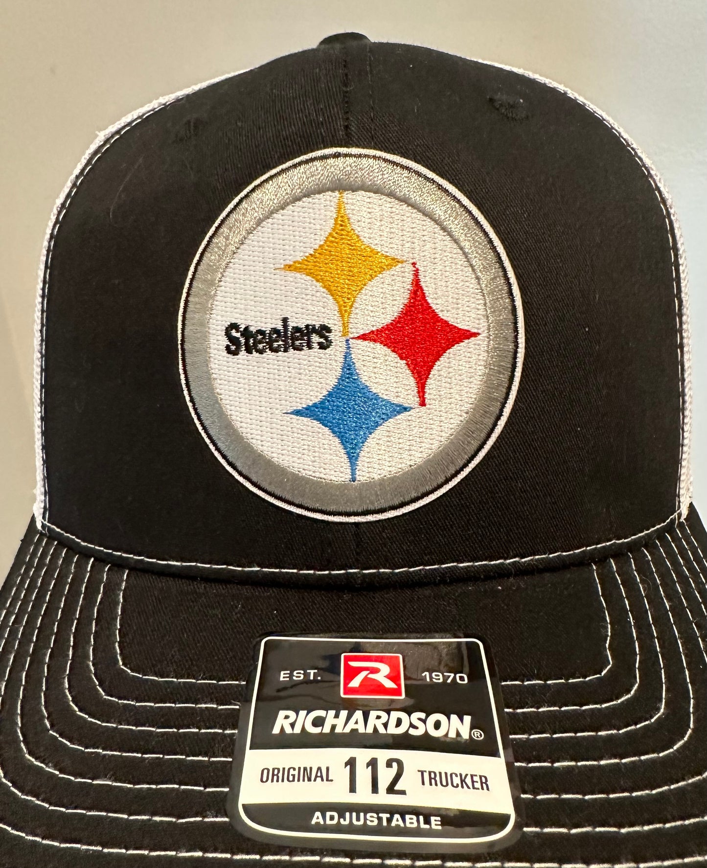 Pittsburgh Football Custom Black & White Richardson 112 Hat