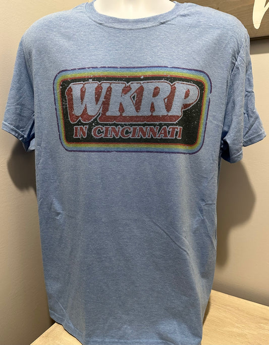 WKRP in Cincinnati Classic Custom Vintage Distressed Print Blue Tee