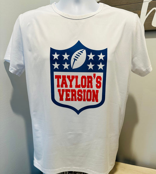 Taylor’s Version Football League Shield Custom White Soft Tee