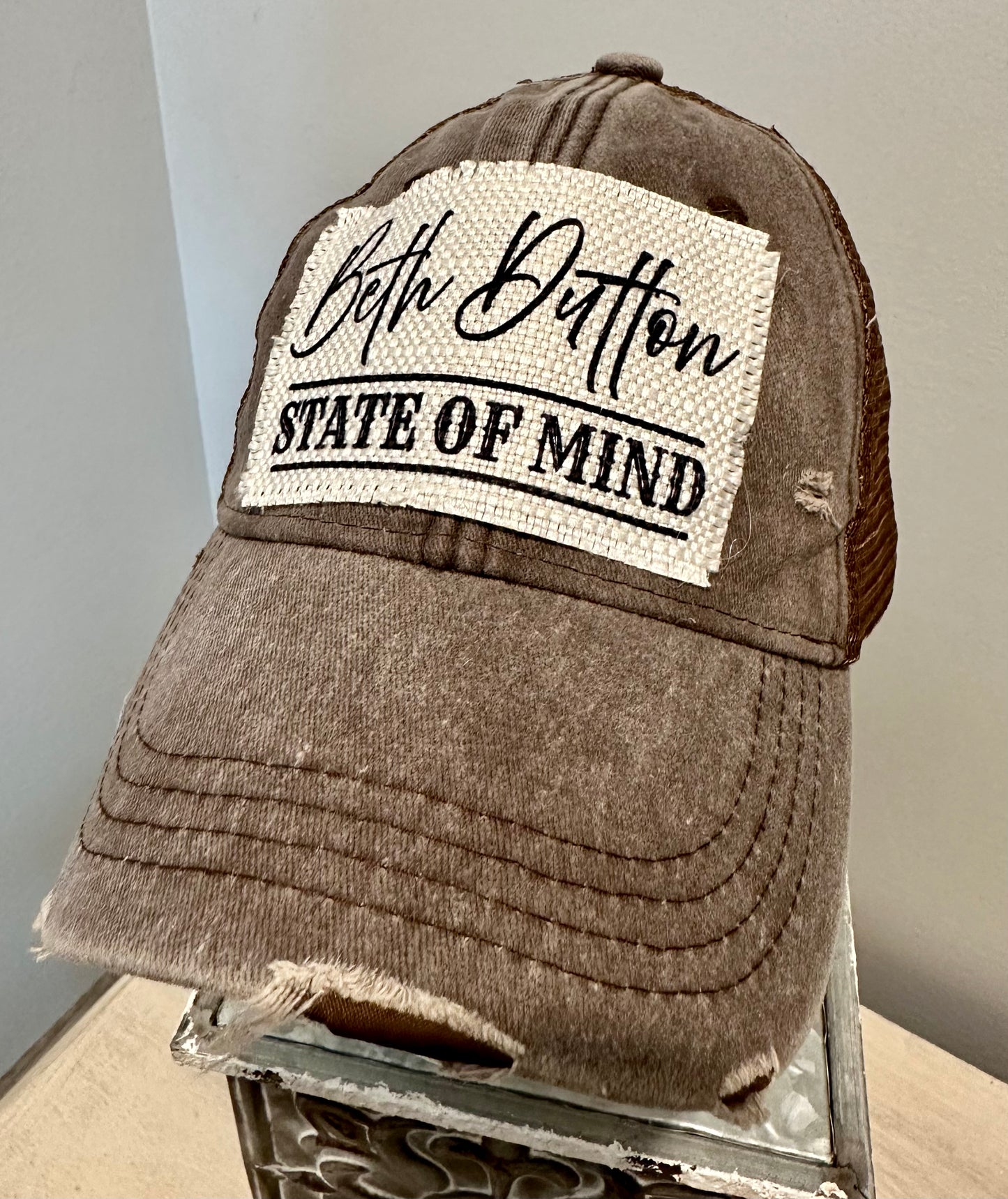 Beth Dutton State of Mind Custom Vintage Brown Distressed Hat