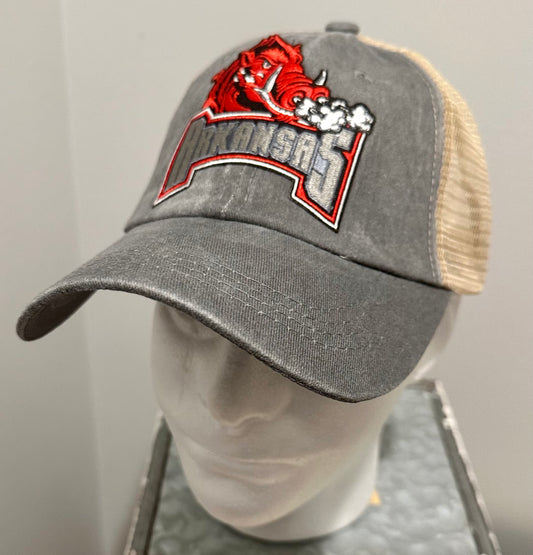 Arkansas Custom Retro Throwback Gray Vintage Style Hat