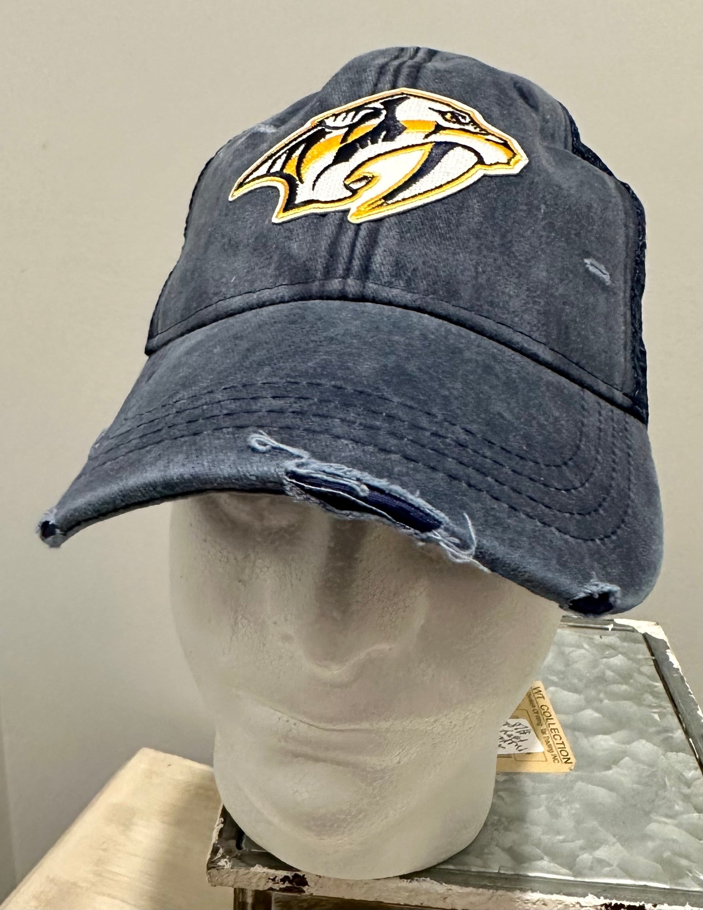 Predators Hockey Custom Navy Vintage Style Distressed Hat