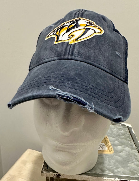 Predators Hockey Custom Navy Vintage Style Distressed Hat