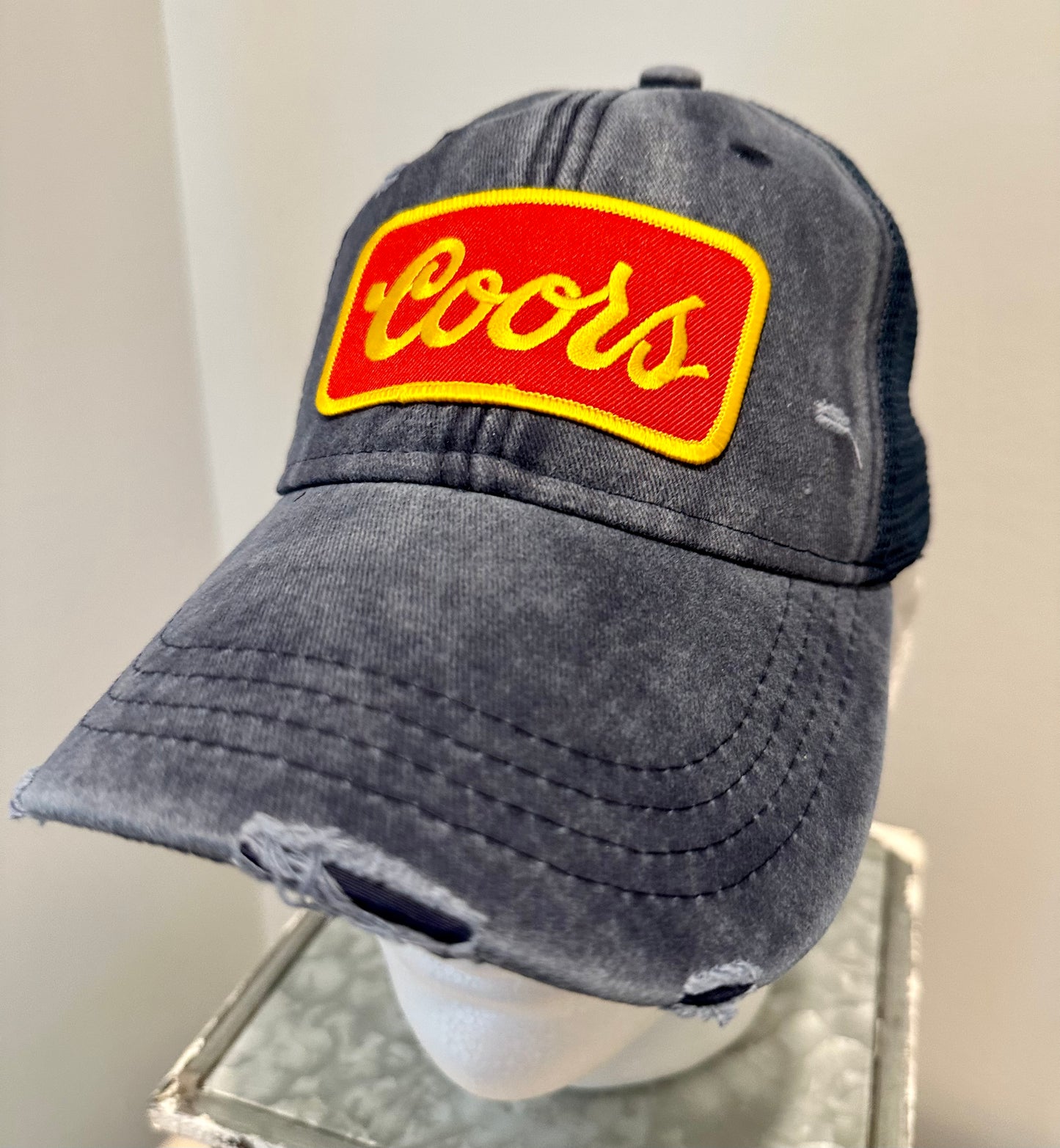 Coors Custom Vintage Patch Navy Distressed Hat