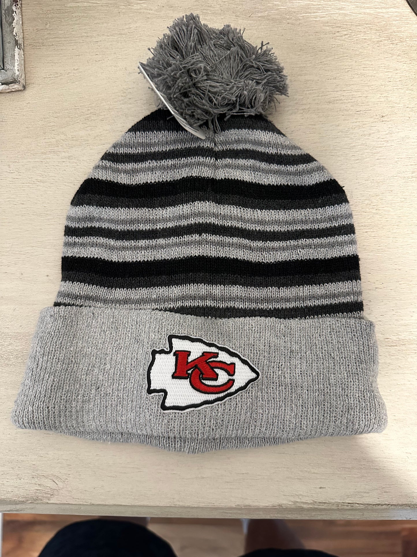 Kansas City Football Custom Gray & Black Soft Beanie