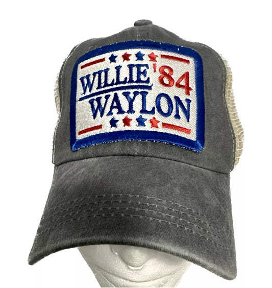 Willie & Waylon ‘84 Custom Gray Distressed Hat!