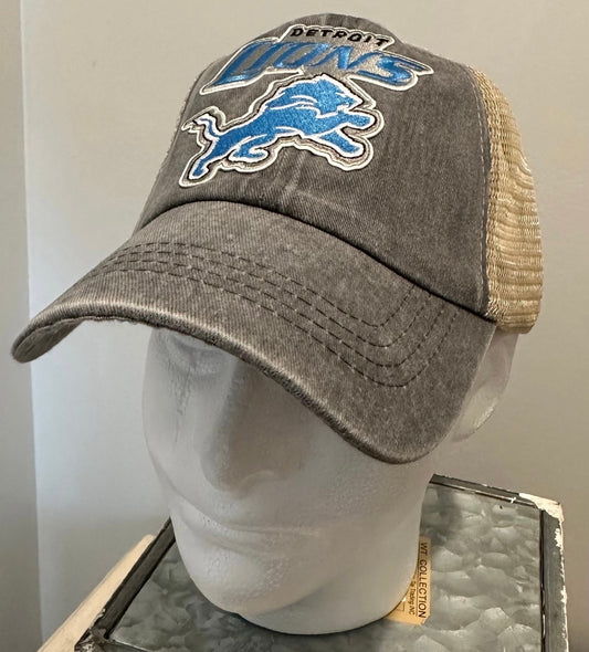 Lions Football Custom Vintage Style Soft Relaxed Fit Gray Hat