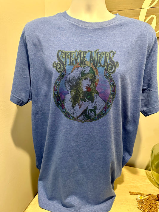 Stevie Custom Vintage Look Heather Blue Soft Tee