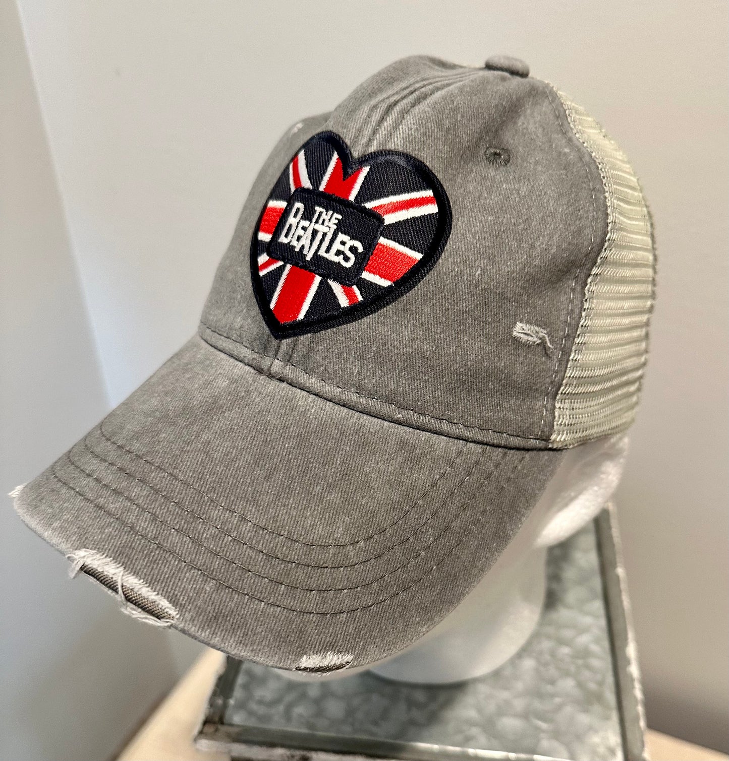 Fab 4 Custom Throwback British Patch Gray Distressed Hat