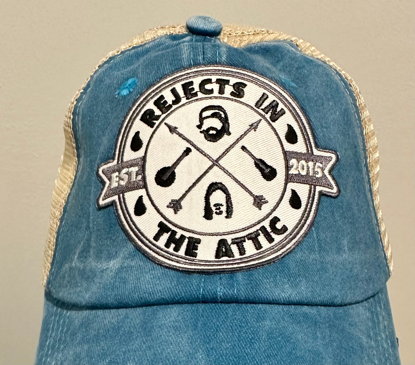 Rejects in the Attic Avett Bros Fan Group Official Logo Distressed Blue Hat