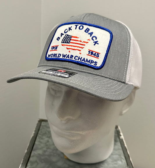 Back-to-Back World War Champs! Custom USA Gray & White Richardson 112 Hat