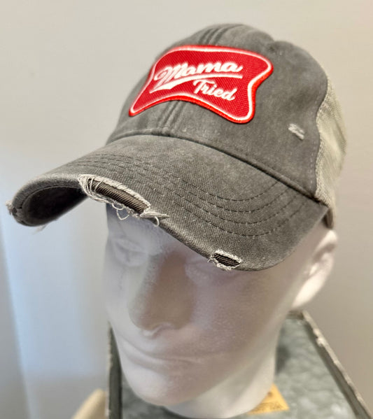 Mama Tried Custom Vintage Style Gray Distressed Hat