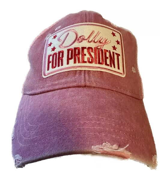 Dolly For President Custom All Pink Distressed Hat