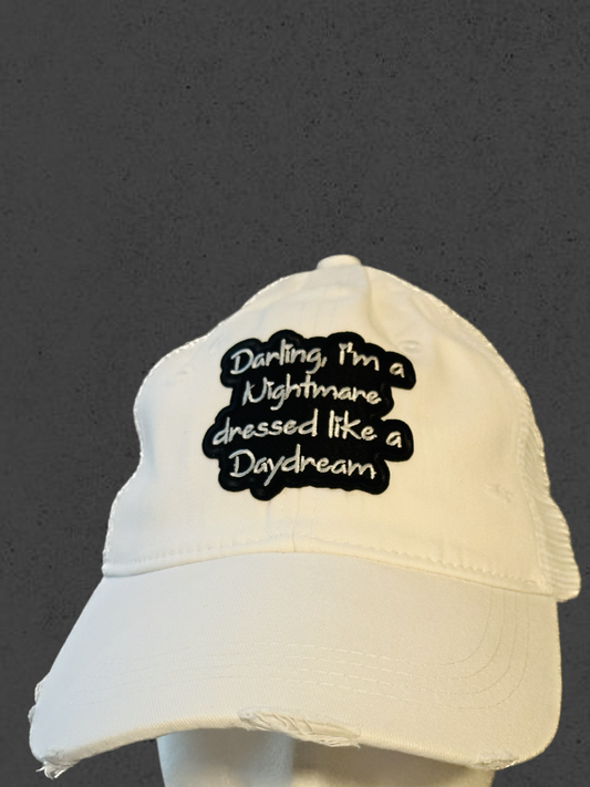 Taylor Swift Custom Blank Space Lyrics White Distressed Hat