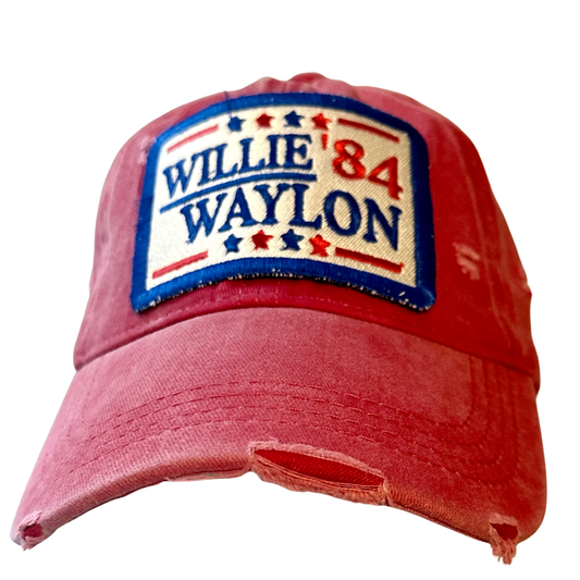 Willie & Waylon ‘84 Custom Red Distressed Hat