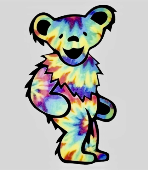 The Grateful Dead Inspired Tie Dye Aiko Dancing Bear 3x5” Sticker Decal