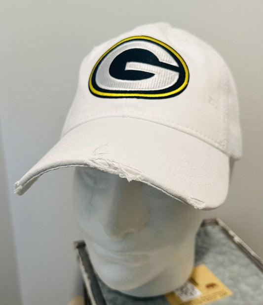 Green Bay Football Custom White Distressed Hat