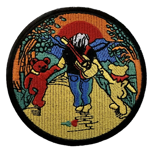 Grateful Dead Jerry & Bears Inspired Iron on / Sew On Embroidered 4” Round Patch